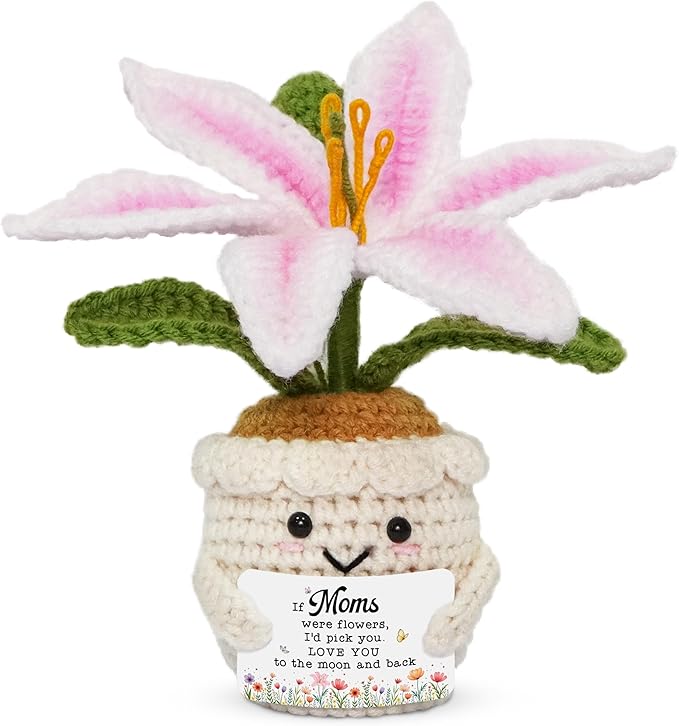 OASSIE Gifts for Mom - Emotional Support Crochet Lily Flower - Proud of You Motivational Positive Mothers Day Birthday Gif...