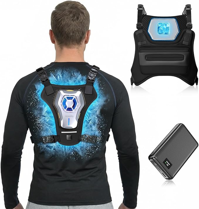 THETHEKU Cooling Vest for Men Wearable Semiconductor Cooling Gear Portable Fan Air Conditioned for Work,Gardening, Fishing