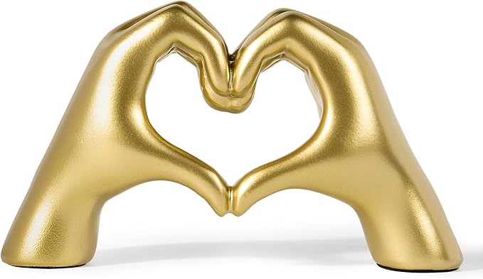 Gold Decor Living Room - Small Shelf Decor Aesthetic - Heart Hands Sculpture - Teen Girls Bedroom Knick Knacks - Cute Home...