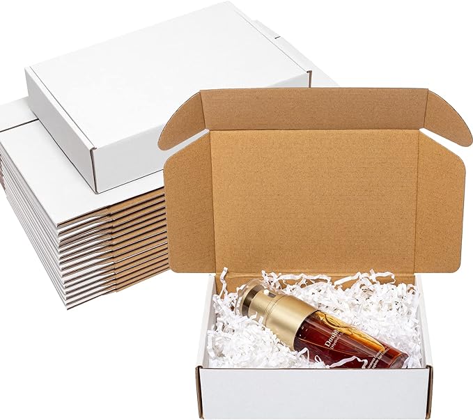 Wowxyz Shipping Boxes 7x5x2" 25 Pack - White Corrugated Cardboard Box Mailers for Small Business, Literature Mailer Box Pa...