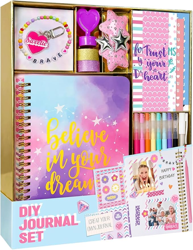 Nollh DIY Journal Kit for Girls - 200+PCS Teen Tween Girl Gifts Trendy Stuff, Stocking Stuffers, Scrapbook Supplies Statio...