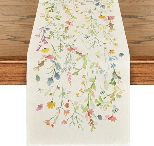 Artoid Mode Wildflowers Bloom Flowers Spring Table Runner, Seasonal Summer Floral Kitchen Dining Table Decoration for Home...