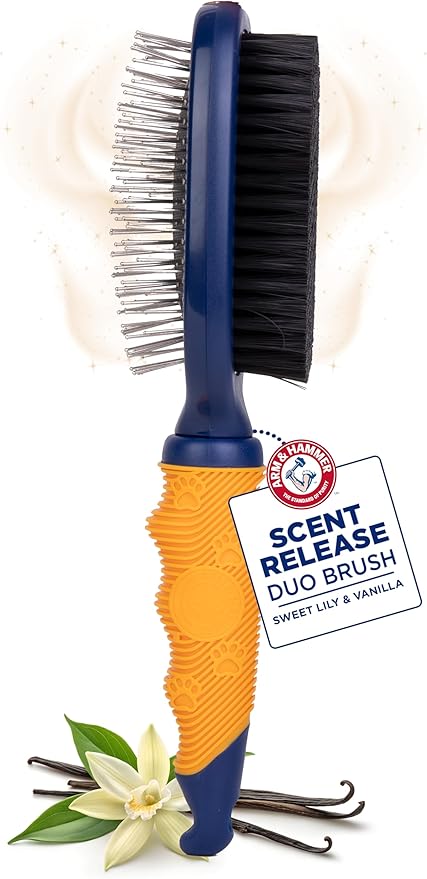 Arm & Hammer Deodorizing Pin & Bristle Dog Grooming Brush with Fragrance Transfer Technology – Scented 2-in-1 Dog Brush fo...