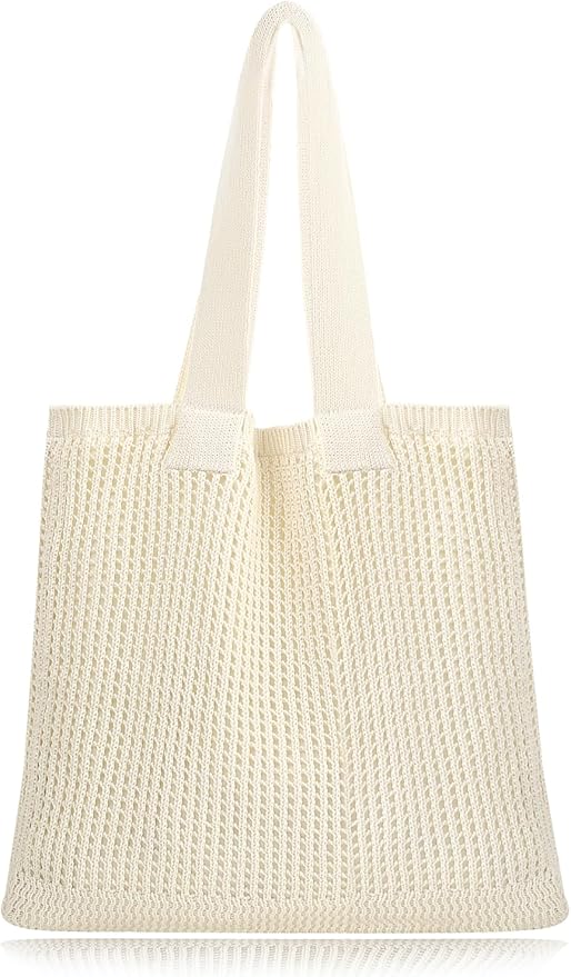 COOKOOKY Beach Bag with added lining Crochet Tote Bag for Women Shoulder Bag Hobo Casual Handbags Shopping Work Bag