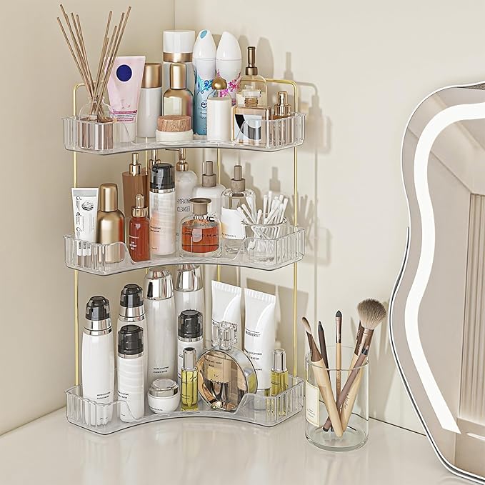 Webetop Corner Bathroom Counter Organizer 3 Tier Bathroom Countertop Organizers Shelf Makeup Organizer for Vanity Perfume ...