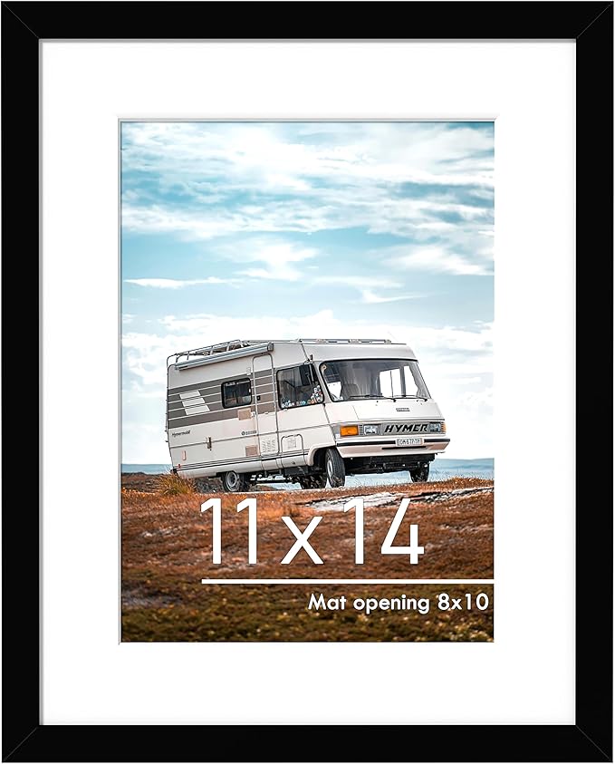 PEALSN 11x14 Picture Frame, Display Pictures 8 x 10 with Mat or 11 x 14 Without Mat for Wall Mounting Display, Photo Frame...