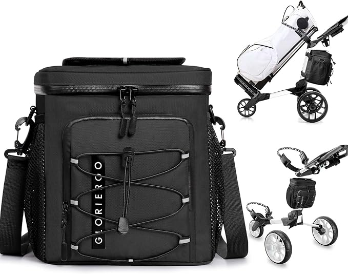 Golf Cart Cooler Bag Insulated - 12-Can Leakproof Soft Cooler Bag with Hook-and-Loop Lid, Waterproof Zippers, and Multi-Po...