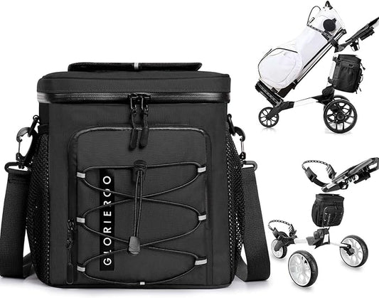 Golf Cart Cooler Bag Insulated - 12-Can Leakproof Soft Cooler Bag with Hook-and-Loop Lid, Waterproof Zippers, and Multi-Po...
