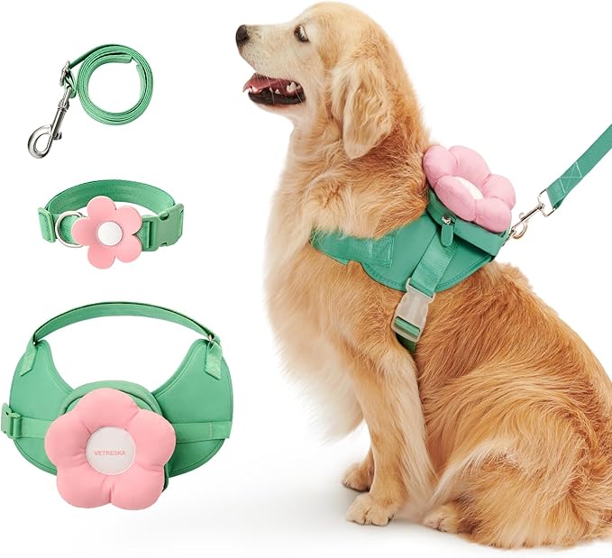 VETRESKA Flora Dog Harness, Leash and Collar Set, No Pull Dog Vest Harness for Walking and Training, Adjustable, Easy Cont...