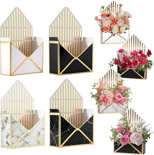 Ncozwo Flower Envelope Boxes Floral Envelope Paper Box Florist Bouquet Folding Gift Packaging Basket for Valentines Day Mo...