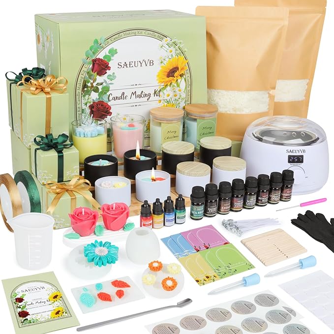 SAEUYVB Candle Making Kit,Candle Making Kit for Adults & Beginners - DIY Starter Soy Candle Making Supplies with Digital W...