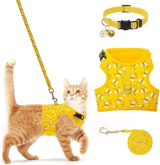 BINGPET Cat Harness with Leash and Collar for Walking - Escape Proof with 59 Inches Leash - Adjustable Soft Vest Harnesses...