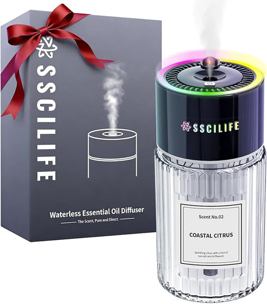 SSCILIFE Smart Car Air Freshener with Auto Sensor, Car Aroma Diffuser with RGB Music Syncing Light & Starry Sky Projectio...