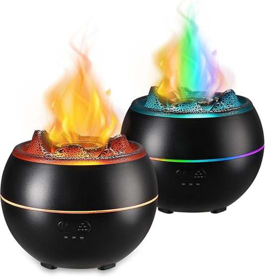 2 Pack Essential Oil Diffuser,Colorful Flame Air Aroma Diffuser Humidifier,Upgraded 7 Flame Colors Noiseless Essential Oil...