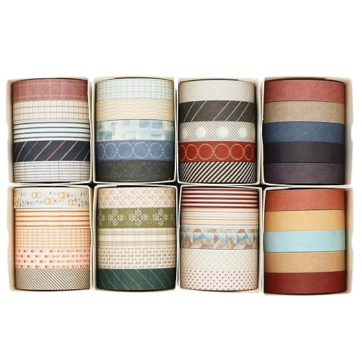 Knaid 40 Rolls of Slim Washi Tape Gift Box Set, Decorative Paper Tapes 10 mm Wide for Scrapbooking, DIY Arts and Crafts, B...