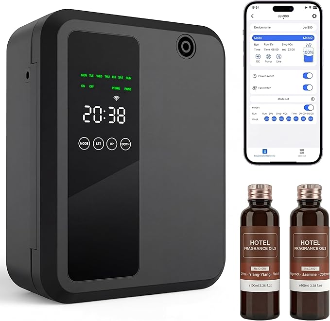 Waterless Essential Oil Diffuser for Large Room, 500ml Hotel Scent Diffuser, Cold Air Scent Machine, Covers Up to 3500 Sq ...