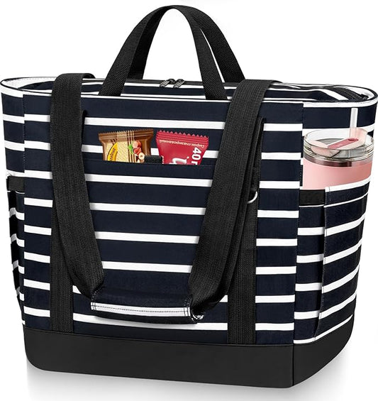 HUANLANG Soft Cooler Bag Insulated for Travel,Large Insulated Grocery Bags with Zippered Top,PEVA Collapsible Food Deliver...