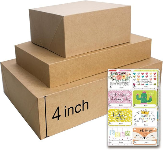 12 Rustic Kraft Gift Wrap Boxes with Lids for wrapping Large Clothes (Assorted sizes for wrapping Robes,Blankets, Coat, an...