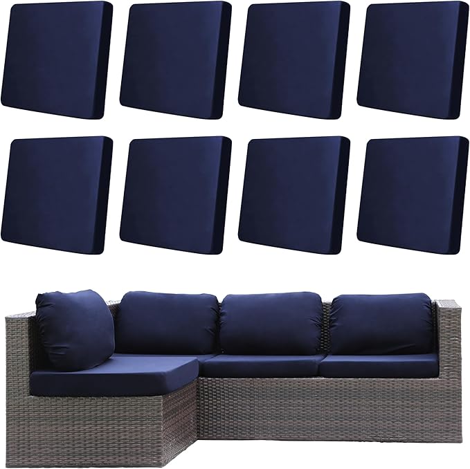 DREAHOTEXTIL 8Pcs Outdoor Cushion Covers, Patio Cushion Covers,Stretch Elastic Slipcovers, Replacement Washable & Reusable...