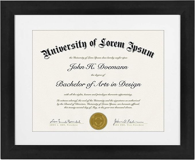 Americanflat 11x14 Diploma Frame with Shatter-Resistant Glass - Use as 8.5x11 Frame with Mat or Display 11x14 Documents Wi...