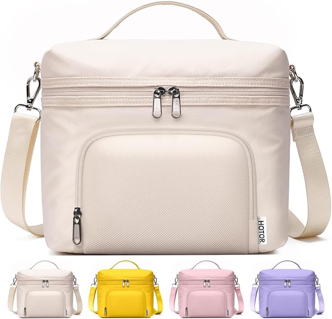 HOTOR Lunch Box for Women - Insulated Lunch Bag with Spacious 8L Capacity, PU Leather Cooler Bag, Water-Resistant & Easy t...