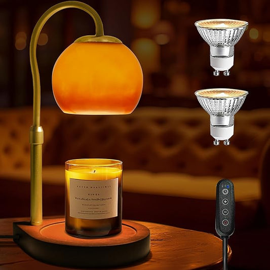 DALUXshop Candle Warmer Lamp with Timer 2H/4H/8H, Adjustable Height Dimmable Candle Lamp with 2 Bulbs, Wax Melt Warmer for...