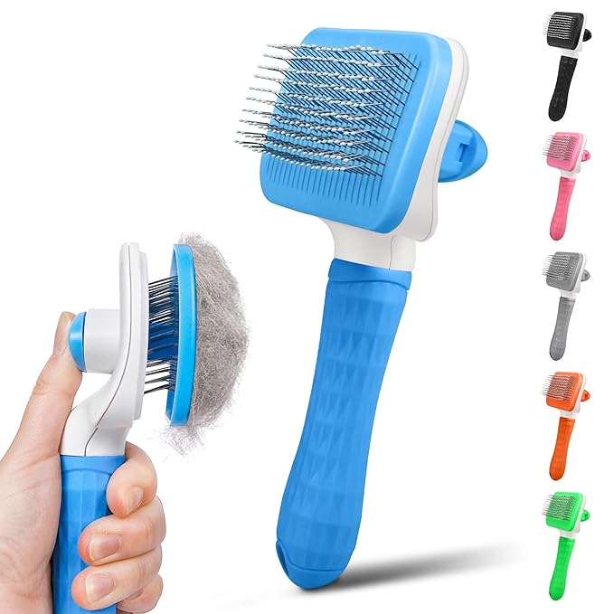 PWOD Dog & Cat Brush, Self Cleaning Slicker Brush for Pets, Upgraded Dog Brush for Shedding Massaging and Grooming, Remove...