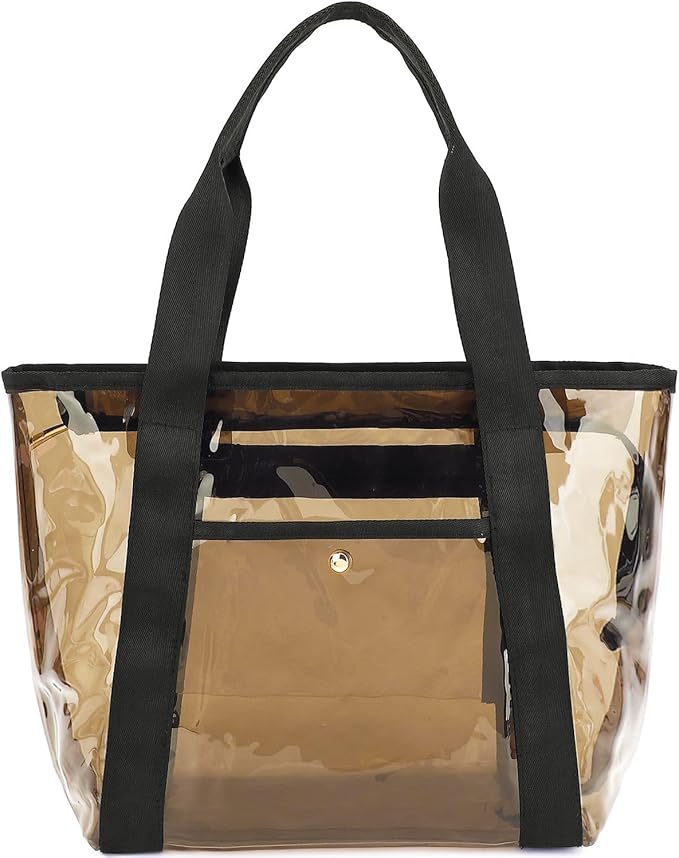 Fammart Clear Bag for Stadium Events, 12x6x12 Jelly Tote Bag for Women with Zipper for Beach Sports Concerts Work