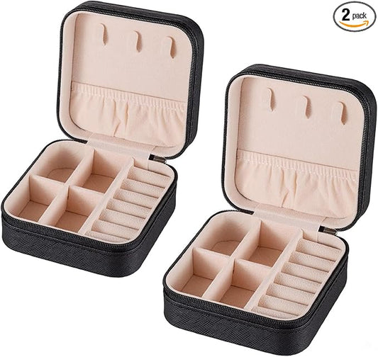 KYHYFJMD Travel Jewelry Case 2 Pack Mini Travel jewelry Box Portable Organizer Women Girls Gift Box for Rings Earrings Nec...