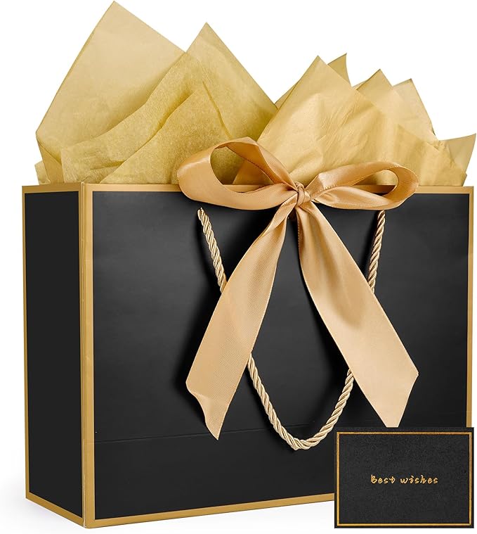 Gfractolux Large Gift Bags for Present, 1 Pcs Gift Bags for Women Men with Tissue Paper and Cards, Gift Bags for Birthday...