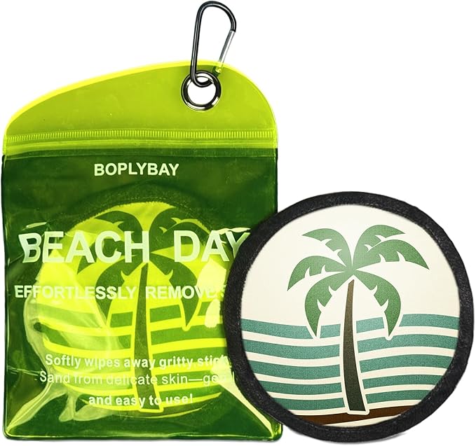 BOPLYBAY Natural Sand Remover Pouch for Beach | Aloe & Oat Powder, Talc-Free & Hypoallergenic | Waterless Cleaner for Fee...