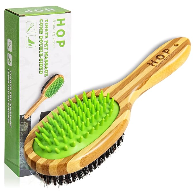 HOP Home of Paws Short Hair Dog Brush for Detangling and Shedding Coats, Silicone Pet Brushing Comb, Massage, Blood Circul...
