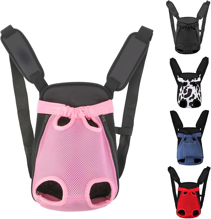 Inspack Dog Backpack Carrier/Cat Carrier, Adjustable Pet Front Carriers Travel Bag for Puppy Medium Dogs, Legs Out, Soft V...