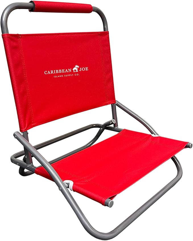 Caribbean Joe Folding Beach Chair, 1 Position Lightweight and Portable Foldable Outdoor Camping Chair, Red