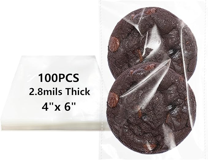 DaTpuik 4x6 Inches 100 Pcs Self Sealing Cellophane Bags Clear Cookie Bags Resealable Cellophane Bag for Packaging Gifts,Co...