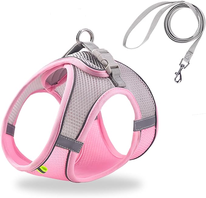 HIPVMES Cat Harness and Leash Set Soft Adjustable Escape Proof Cat Leash Breathable Comfortable Vest Easy to Wear Kitten/S...