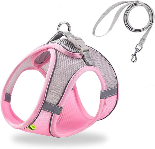 HIPVMES Cat Harness and Leash Set Soft Adjustable Escape Proof Cat Leash Breathable Comfortable Vest Easy to Wear Kitten/S...