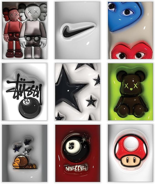 Hypebeast Posters Trendy Wall Decor Sneakerhead Room Decor For Teen Boys Room Girl Wall Collage Art Prints Glass Effect Pa...