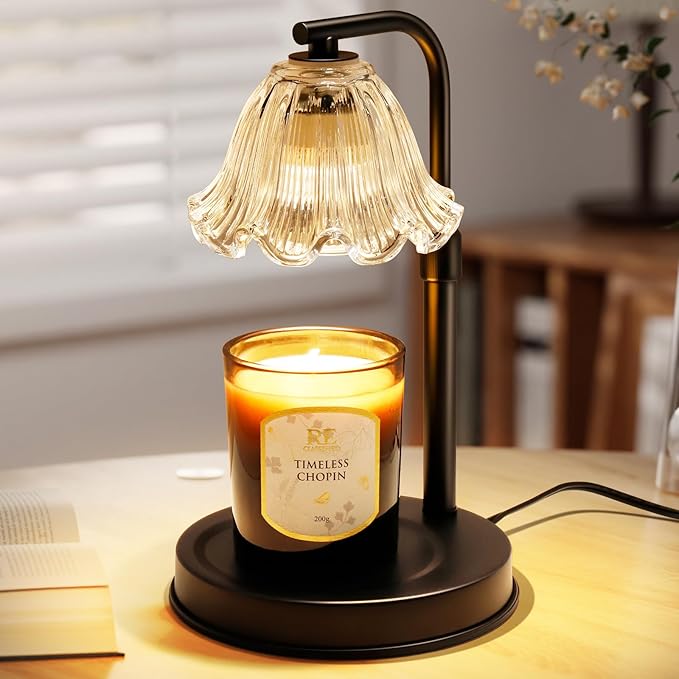 Flower Candle Warmer Lamp with Timer - Adjustable Height Wax Melt Warmer for Scented Jar Candles Light, Women Birthday Gif...