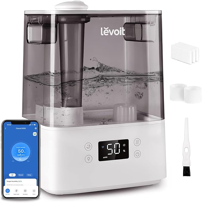 LEVOIT Humidifiers for Bedroom Large Room Home, (6L) Cool Mist Top Fill Essential Oil Diffuser for Baby & Plants, Smart Ap...