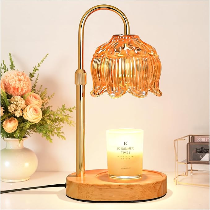 Flower Candle Warmer Lamp for Jar Candles with Timer & Dimmer, Adjustable Height Fits Large Jars up to 7.08" Tall, Flamele...