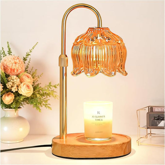Flower Candle Warmer Lamp for Jar Candles with Timer & Dimmer, Adjustable Height Fits Large Jars up to 7.08" Tall, Flamele...