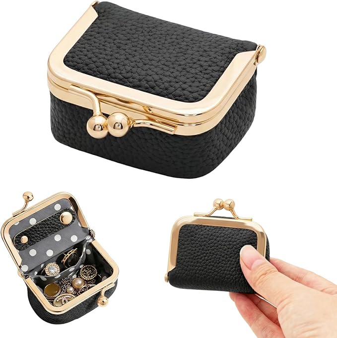 Sdfvsdg Genuine Leather Mini Jewelry Box Portable Vintage-Inspired Leather Small Coin Purse Jewelry Organizer Case Mini Tr...