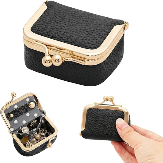 Sdfvsdg Genuine Leather Mini Jewelry Box Portable Vintage-Inspired Leather Small Coin Purse Jewelry Organizer Case Mini Tr...