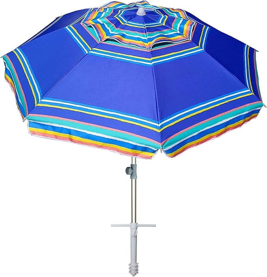 AMMSUN 7ft Heavy Duty High Wind Beach Umbrella Parasols with Sand Anchor Vent Tilt UPF 50+ Sun Protection Portable Outdoor...