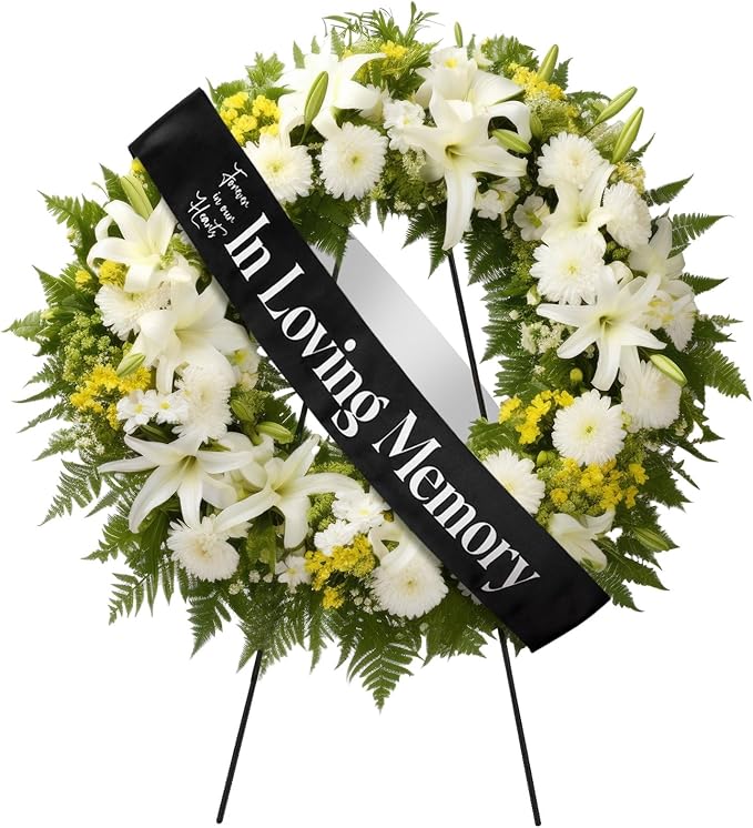 Fanfanwin Funeral Sash Memorial Wreath Sash Funeral Ribbon Celebration of Life Ribbon for Casket or Wreath Flowers Memoria...