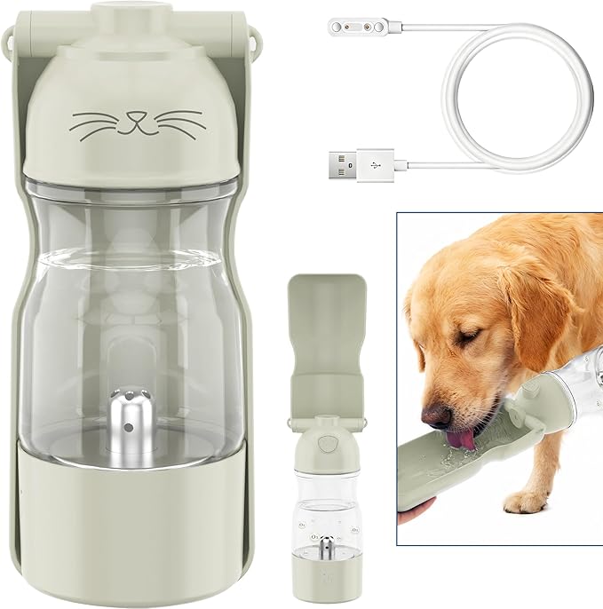 Amerisun Dog Water Bottle 12 oz Dog Water Bottle containing Reactive Oxygen Species/Ozone, Outdoor Travel Drinking Bowl, e...