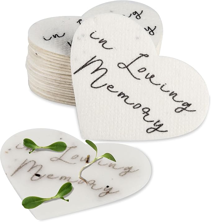 Ezoon Plantable Wildflower Seed Paper Hearts In Loving Memory 50 Pack Funeral Favors