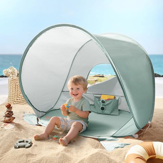 Tiny Land Baby Beach Tent – Pop Up Baby Tent with UV Protection, Portable Baby Beach Essentials, 35"x28"x32" Sun Shelter f...