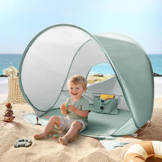 Tiny Land Baby Beach Tent – Pop Up Baby Tent with UV Protection, Portable Baby Beach Essentials, 35"x28"x32" Sun Shelter f...